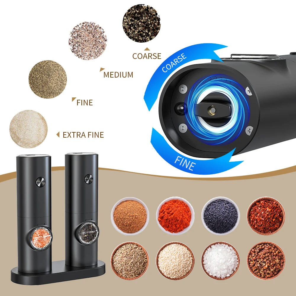 Electric Automatic Mill Pepper And Salt Grinder With LED Light Adjustable Coarseness Partner Manufacturers