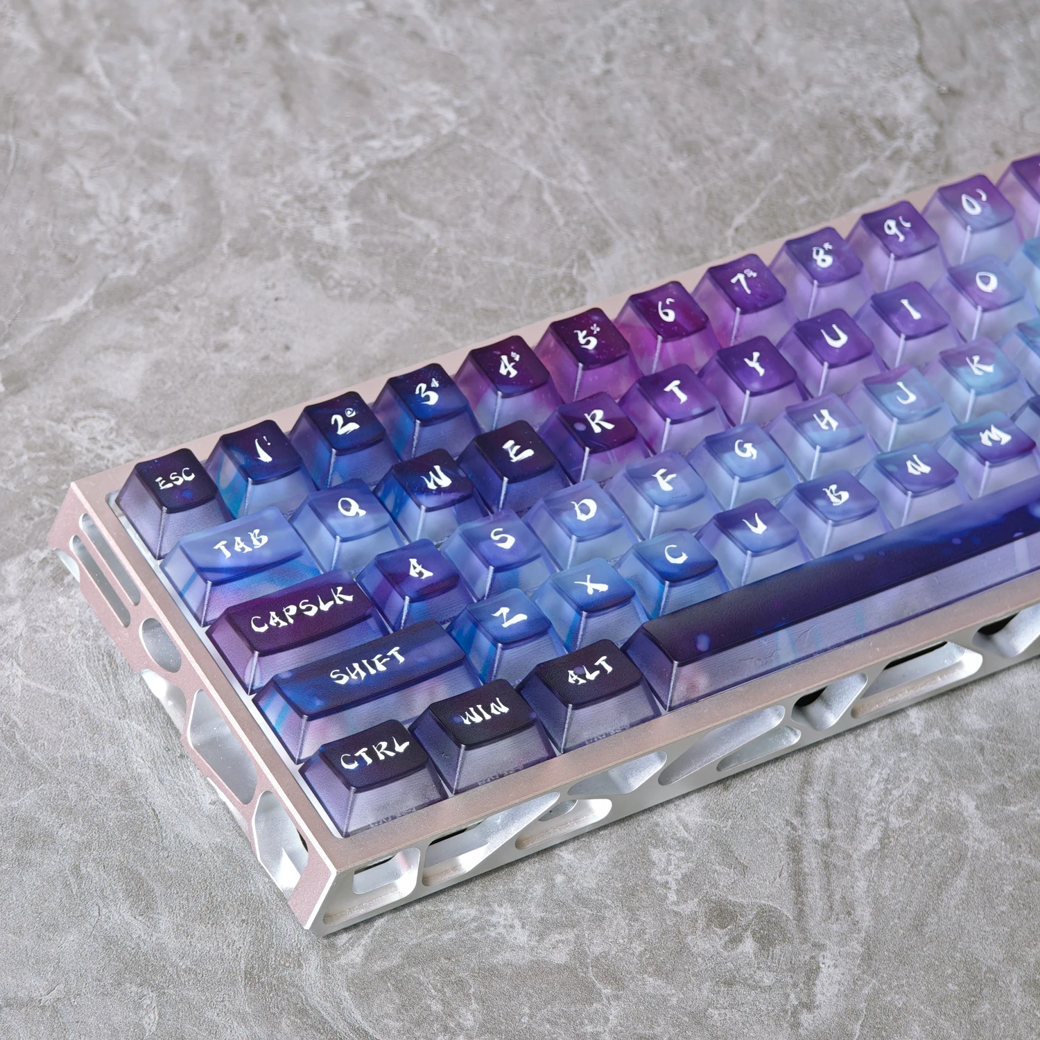 

115 Keys Aurora Misty Crystal Keycaps Cherry Profile Cute Transparent Keycap DYE-SUB PC Keycap for MX Switch Wotting60HE Made 68