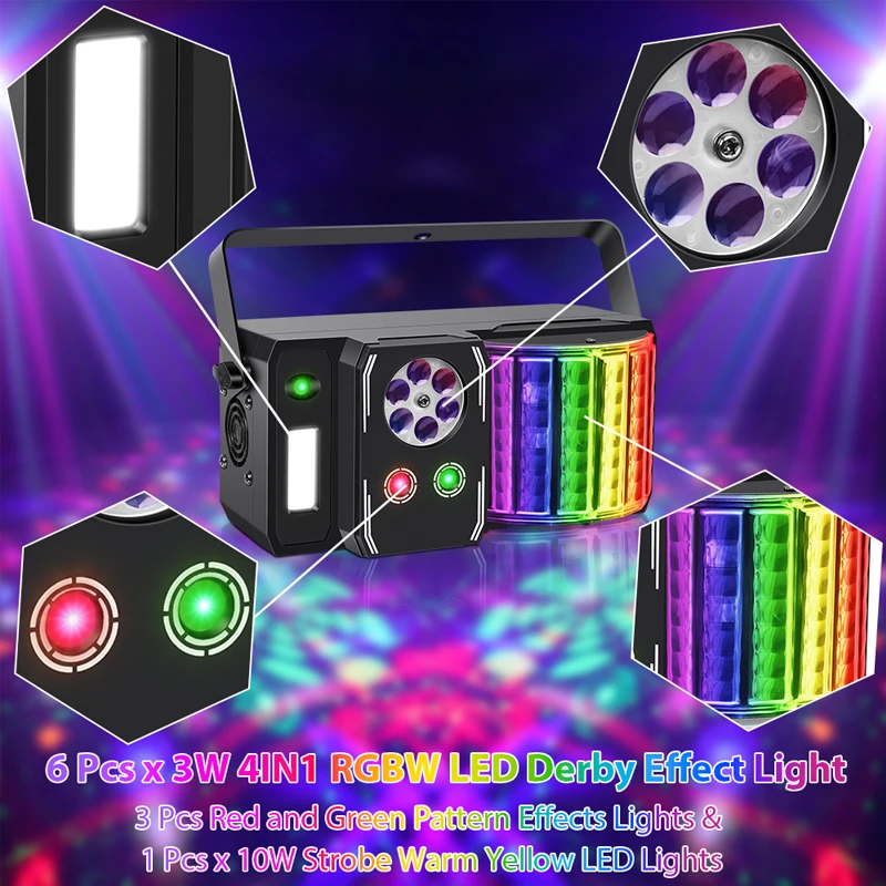 5IN1 Effect Strobe Stage Light Starry Sky Nights Light With Remote Control Green Red Effect Lights for Stage DJ Disco Party Bar