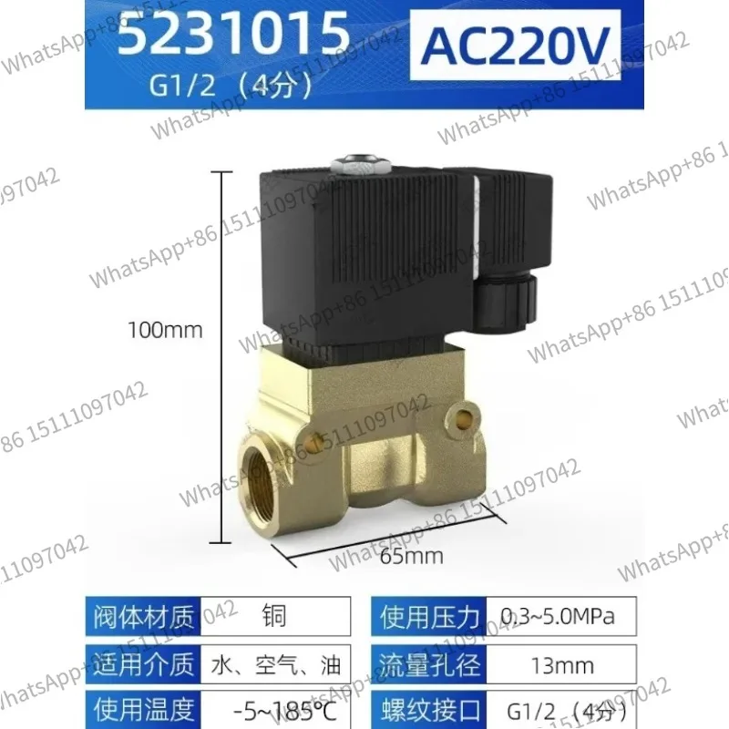 High pressure solenoid valve 5404-04 5231015 water valve air valve 2  3  4   6 minutes 1 inch 220v24
