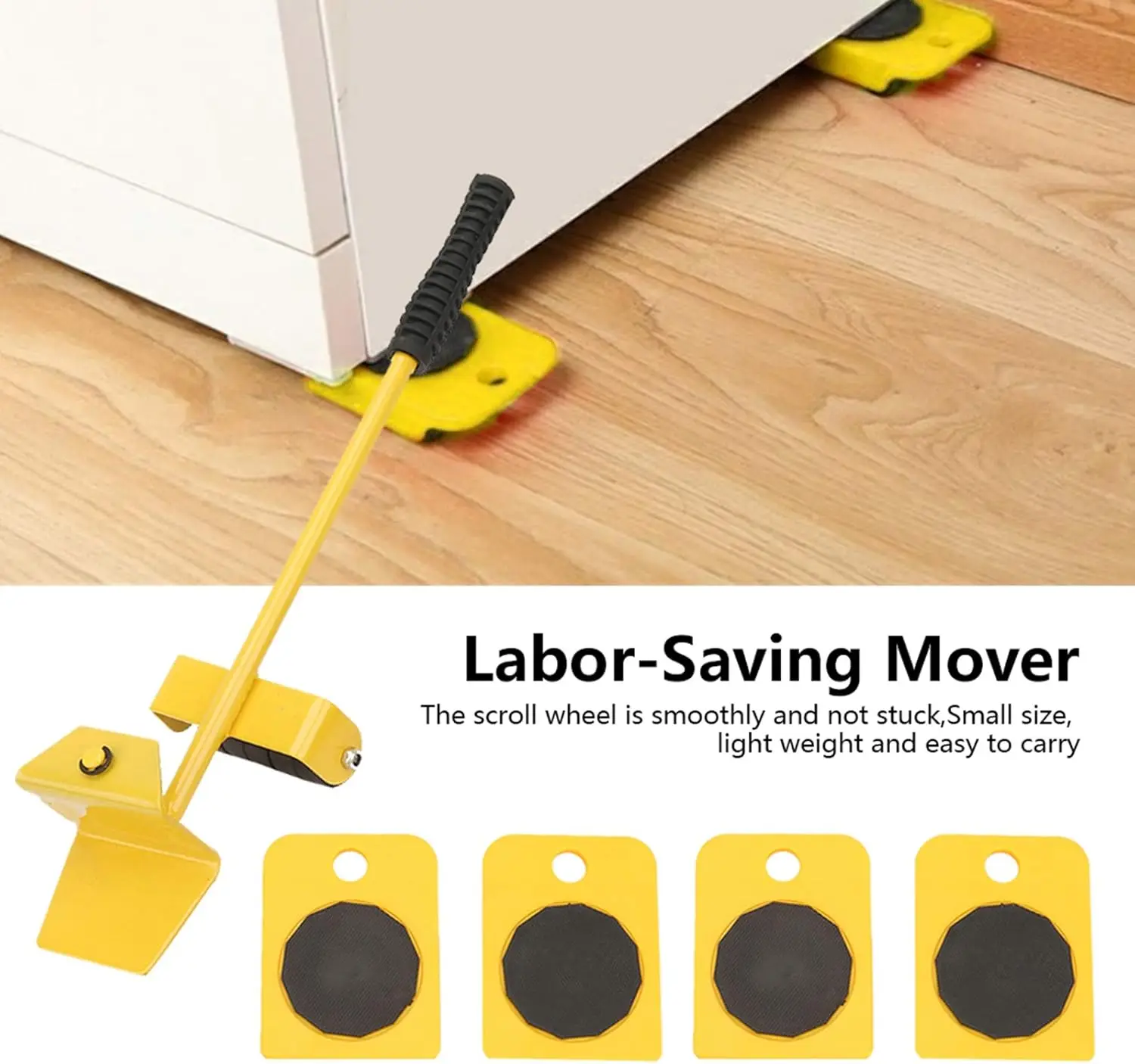 5 pcs Furniture Mover Tool with Appliance Lifter Heavy Furniture Movers with Wheels for Sofas, Washer, Refrigerators (Yellow )