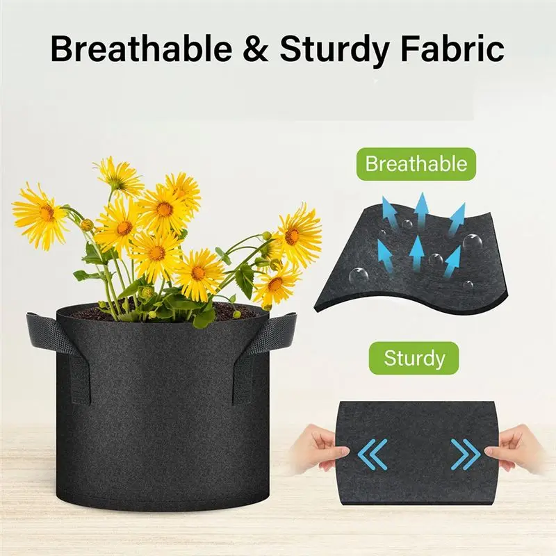ABUH-Plant Grow Bags 5 Gallon Tomato Planter Pots 6-Pack With Handles,Non Woven Fabric Gardening Planter For Vegetable