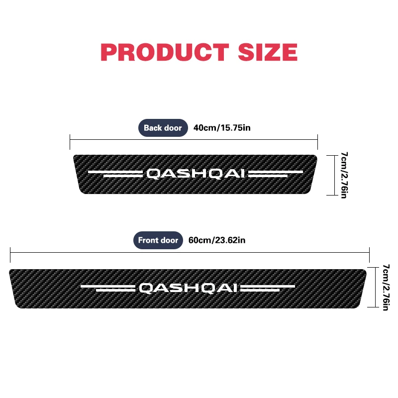 4X For Nissan Qashqai J10 J11 J12 2013 2015 2016 2017 2018 2019 2020 2021 Qashqai Emblem Car Door Threshold Sill Sticker