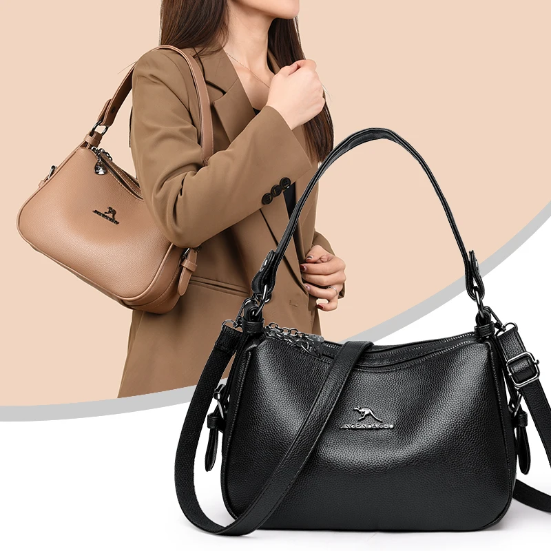 

Women's Bags Vintage Genuine High quality PU Women's handbags Casual Ladies' Tote Bags, Soft and Large capacity Handbags wallet