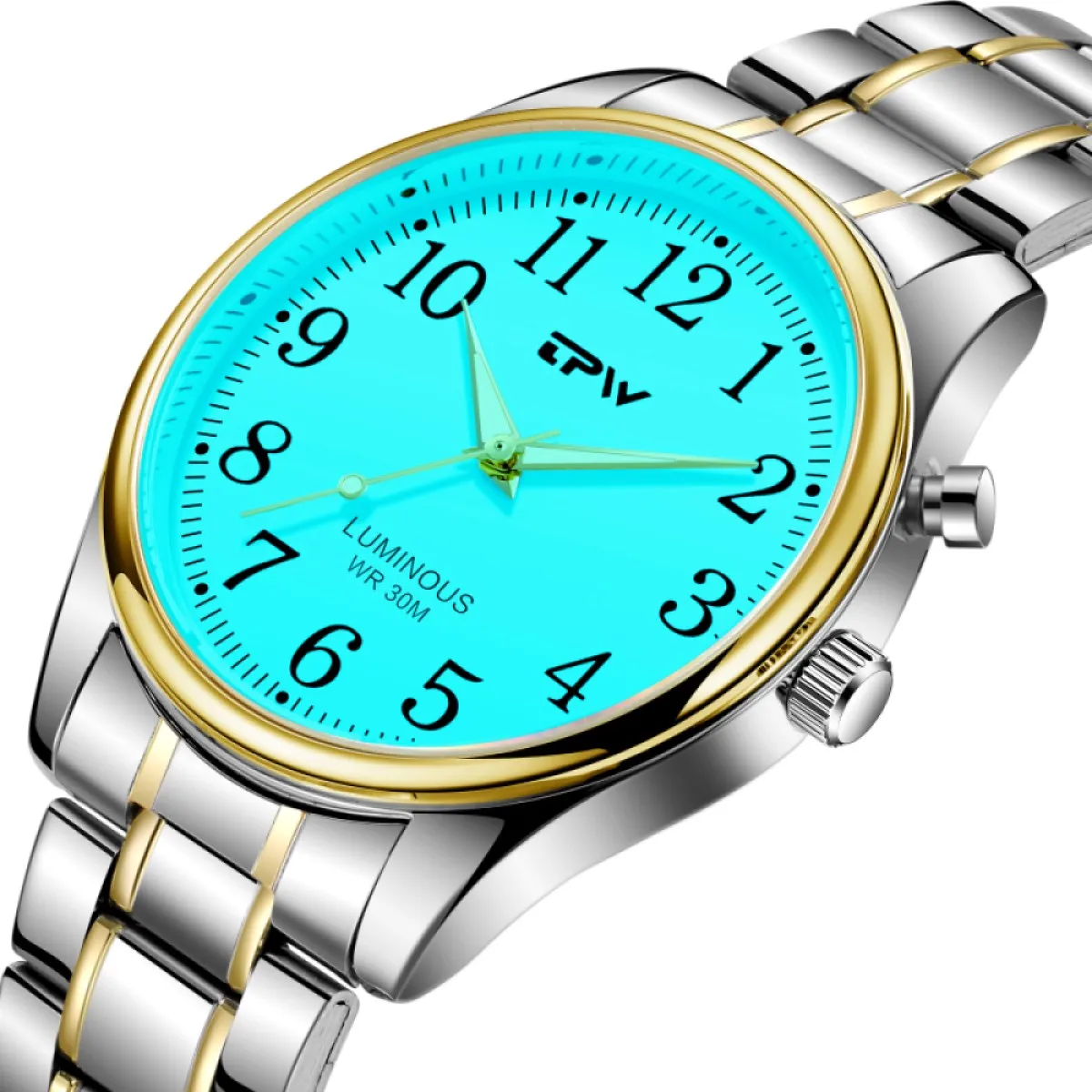 Light Up Watch Dial Full Luminous Face 40mm Easy Reader Stainless Steel Strap 3ATM