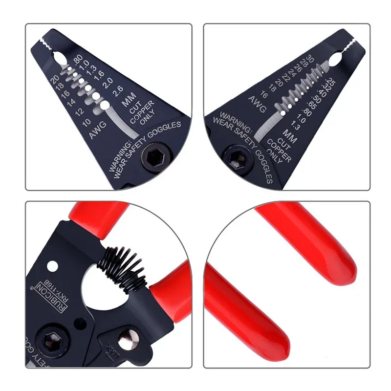 Pelacables RUBICON para herramienta peladora de cables multiusos de 10-20 AWG para corte eléctrico NO. RKY-116A | RKY-116B