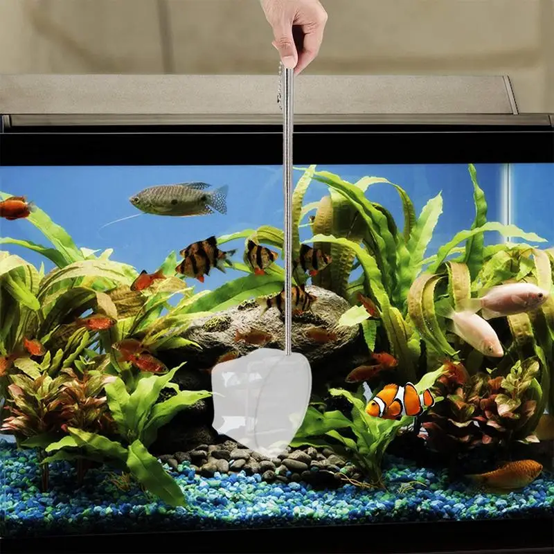 Retractable Fish Net Aquarium Cleaning 3D Stainless Steel Pocket Shrimp Catching Fish Tank Cleaning Net For Small Pond And Pool