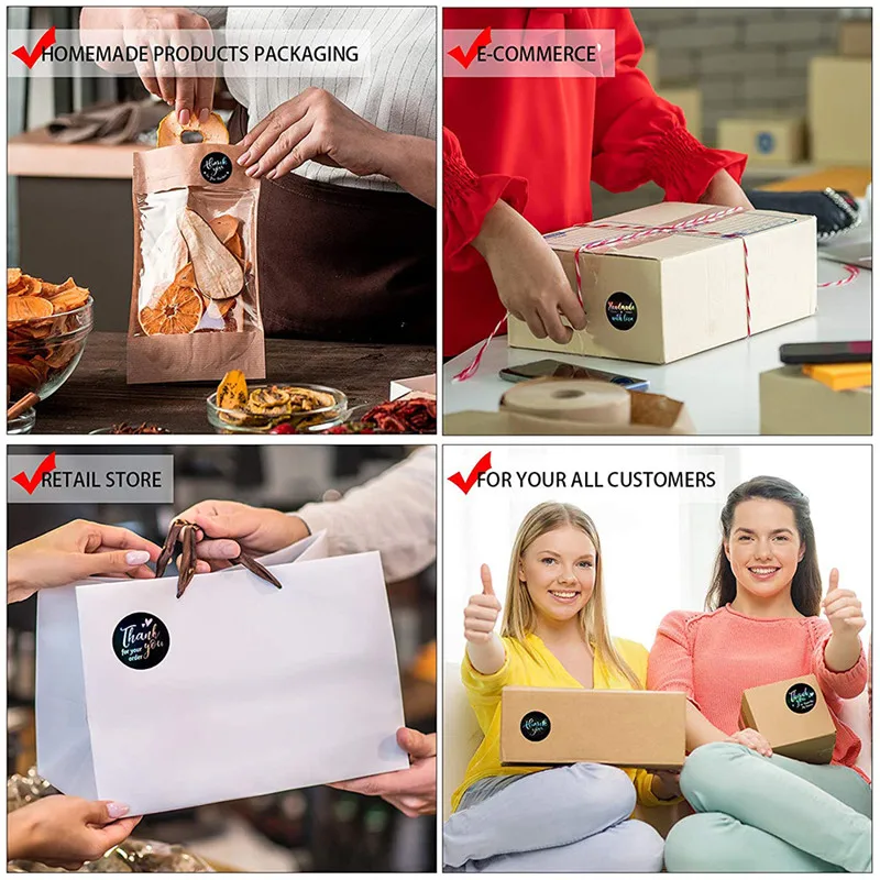 1,5 Zoll Regenbogen Laser danke für den Kauf Aufkleber kommerzielle Dekor Aufkleber Backen Aufkleber Umschlag Etiketten Urlaub Dekor