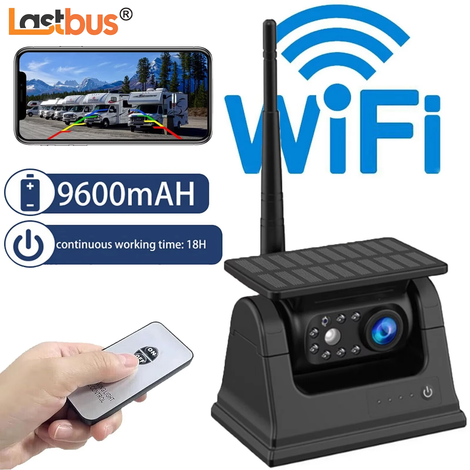 

Lastbus Wireless Solar Magnetic Backup Camera Magnetic 9600mAh Battery Operated Portable Rear View Camera For IPhone Android