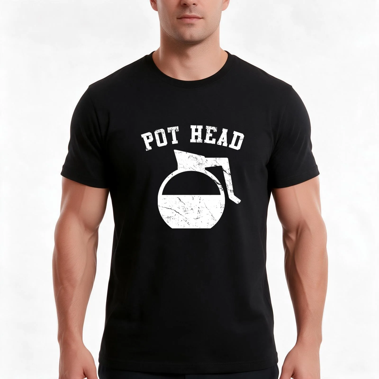 Coffee Pot Head T-Shirt Summer Casual Cotton Tee Oversized Streetwear Tops Vintage Graphic Print Loose Fit Short Sleeve
