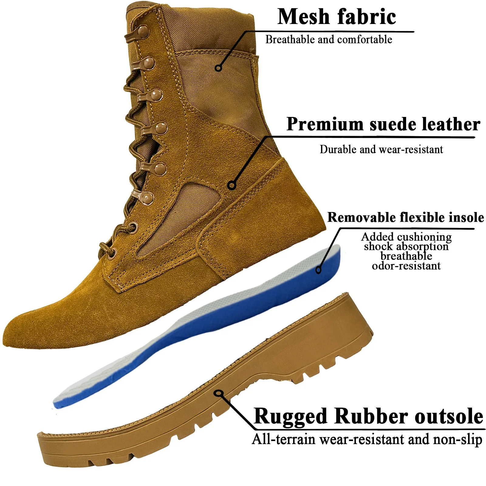 LAHORS® Man Combat Tactical Boots Waterproof Outdoor Hiking Shoes Desert Army Boots Breathable Male Ankle Boots