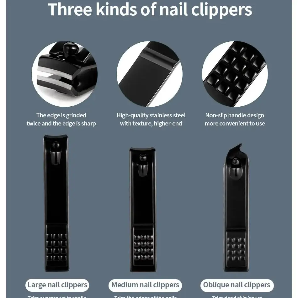 ชุดตัดเล็บแบบซิปหนังใหม่ 12/26 ชิ้น พร้อมอุปกรณ์ตัดเล็บสแตนเลส สำหรับเล็บมือและเล็บเท้า