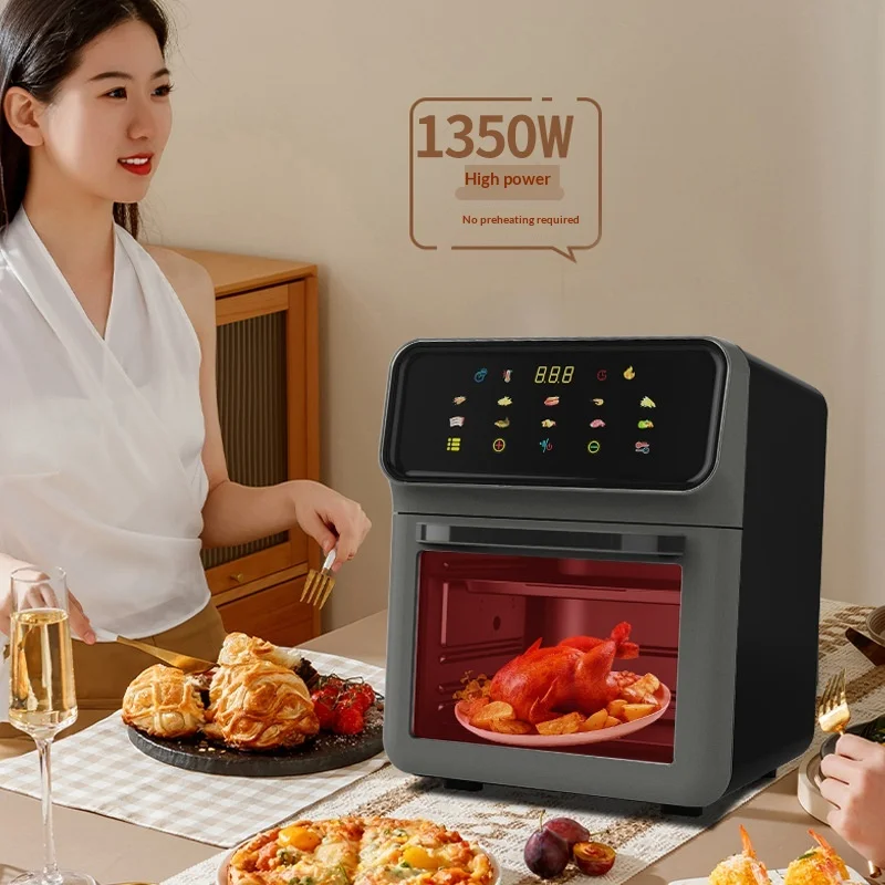 Best-selling Southeast Asia 12L Square Modern Large-capacity Visible Air Fryer Household Multi-function Touch