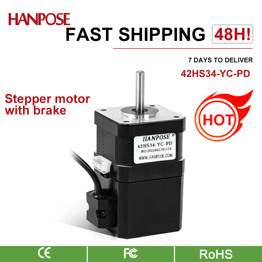 hanpose 12V 4-Leads 28N.cm 1.3A 42HS34-YC-PD for CNC milling machine Permanent magnet brake Stepper Motor nema17