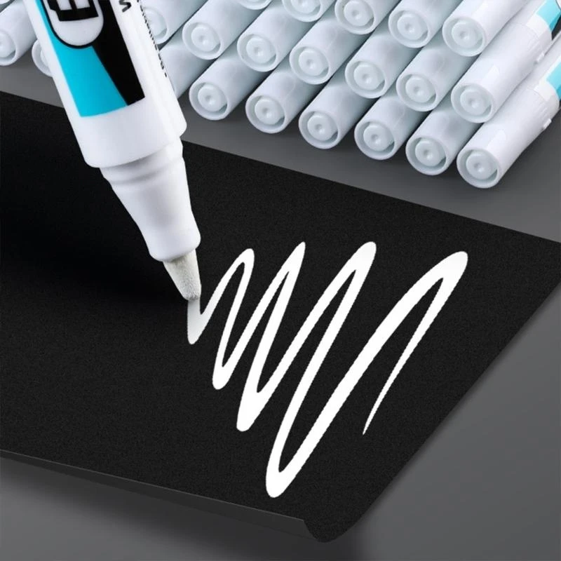  4x Marker Pens Waterproof Paint Pens White Markers Oil-based Permanent Markers Carpenter Markers for Plastic Glass Metal