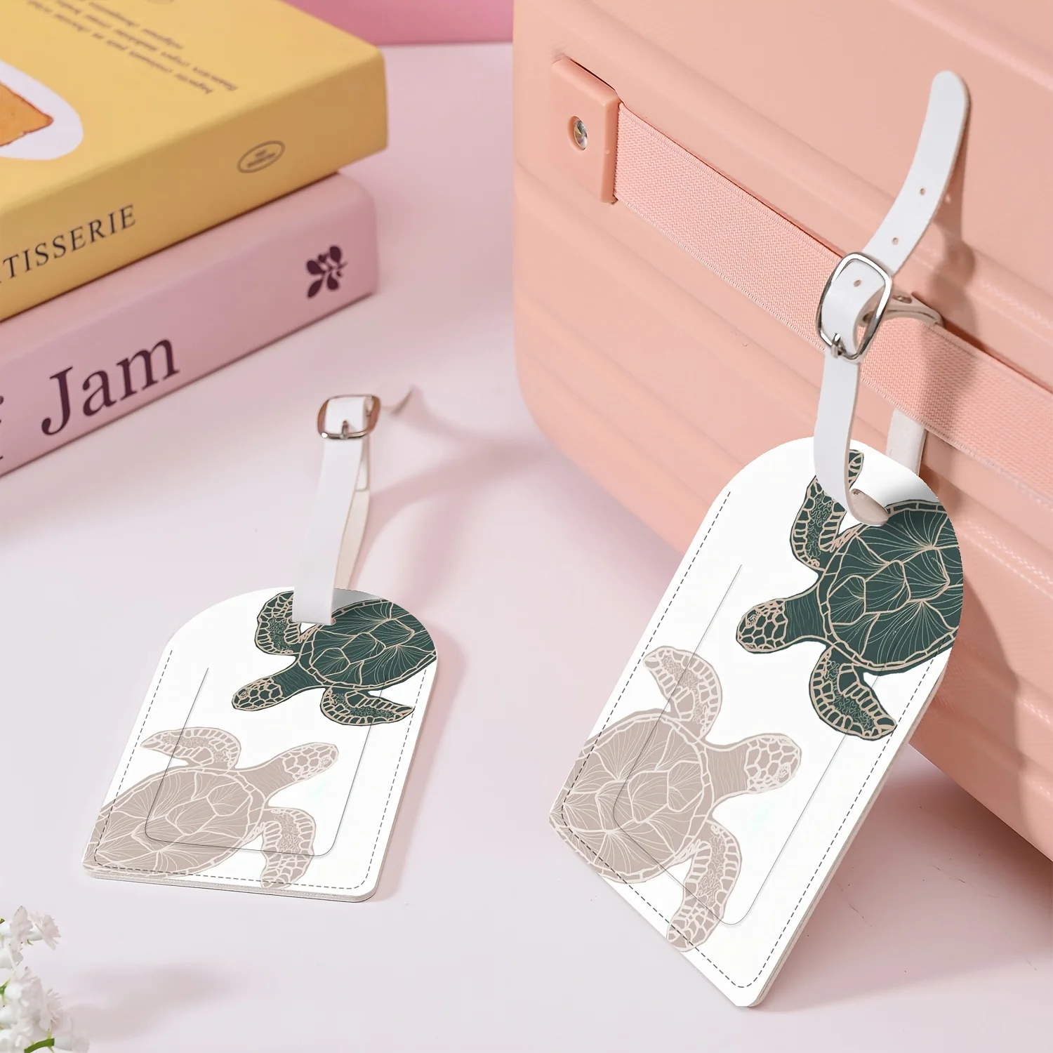 Sea Turtle Luggage Tag Suitable for Airports Cruises Business Trips Lightweight PU Suitcase Tag with Sea Turtle Travel Gift