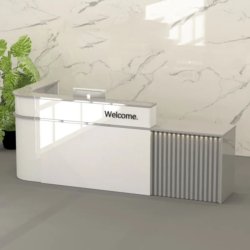 

Receptionist Restaurant Tables Front Desk Pulpit White Reception Retail Register Counter Liquid Bar Mobile Bureau Furniture