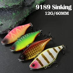 12g 60mm Sinking Vibration Twitch Fishing Lures Deep Sea Long Casting Lipless VIB Spinner Noisy Swimbait Wobbler Artificial Bait