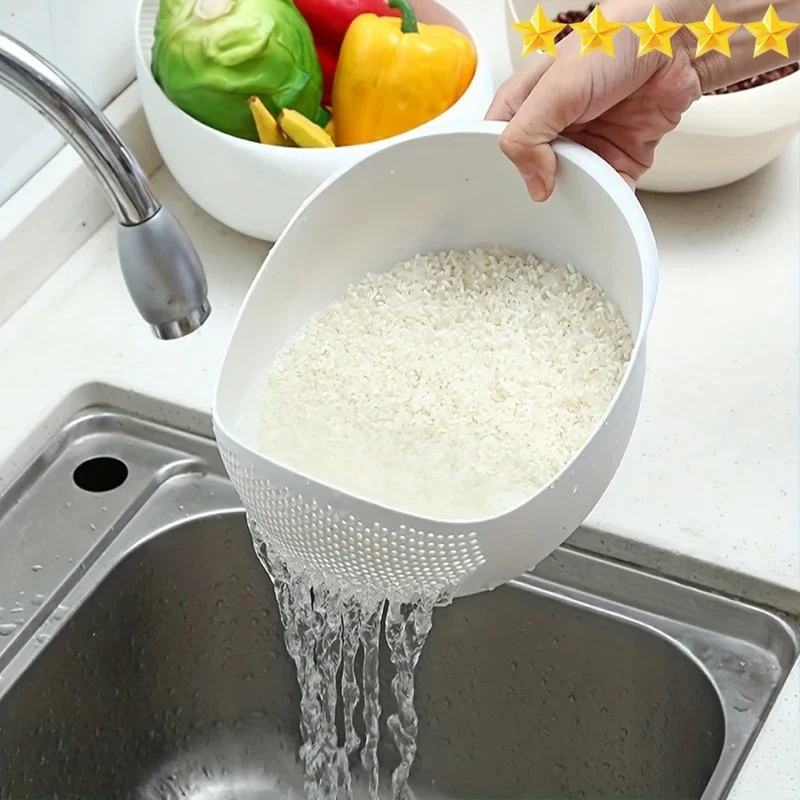 

【Hot sales】Rice Drain Basket Rice Filter Fruit and Vegetable Drain Sieve Kitchen Supplies Small Tools Multi-Purpose