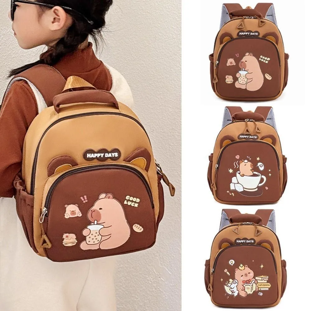 Customized Embroidered Name Capybara Toddler Backpack Cute Lightweight Multi-layer School Bag Perfect for School & Playtime Gift