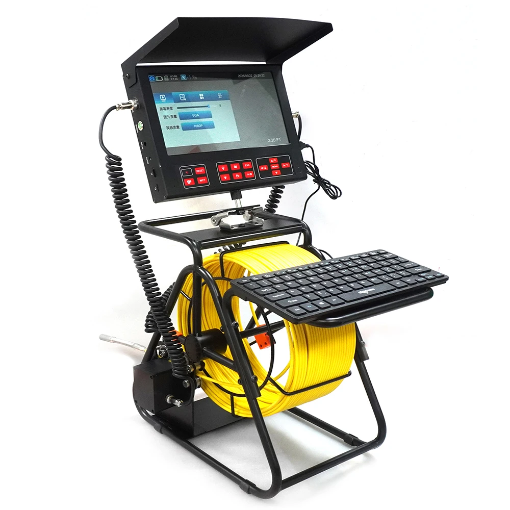 512HZ Sonda Autolivellante Telecamera per fognature 10.1 Touch Screen Meter Contatore Tubo Ispezione Endoscopio Telecamera con Localizzatore Telecamera di Scarico