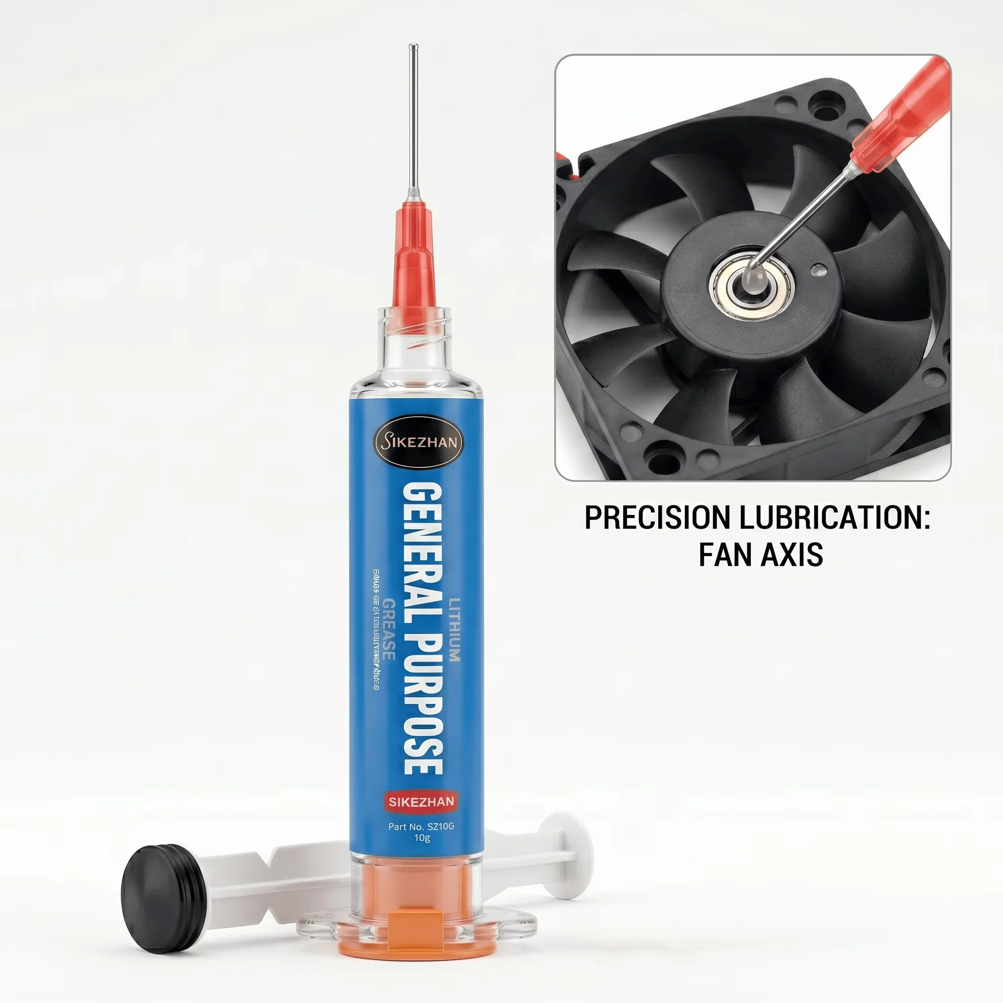 Grasa de Litio Premium de 10g en Jeringa con Aguja de Precisión para Ventiladores de PC y Mantenimiento de Rodamientos de CPU de Portátiles, Lubricación Suave y Silenciosa