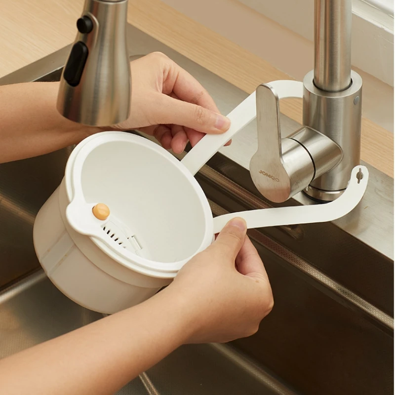 Sink Drain Basket Faucet Hanging Filter Bag Adjustable Automatic Dumping Basket Sink Sponge Rack Kitchen Waste Collector