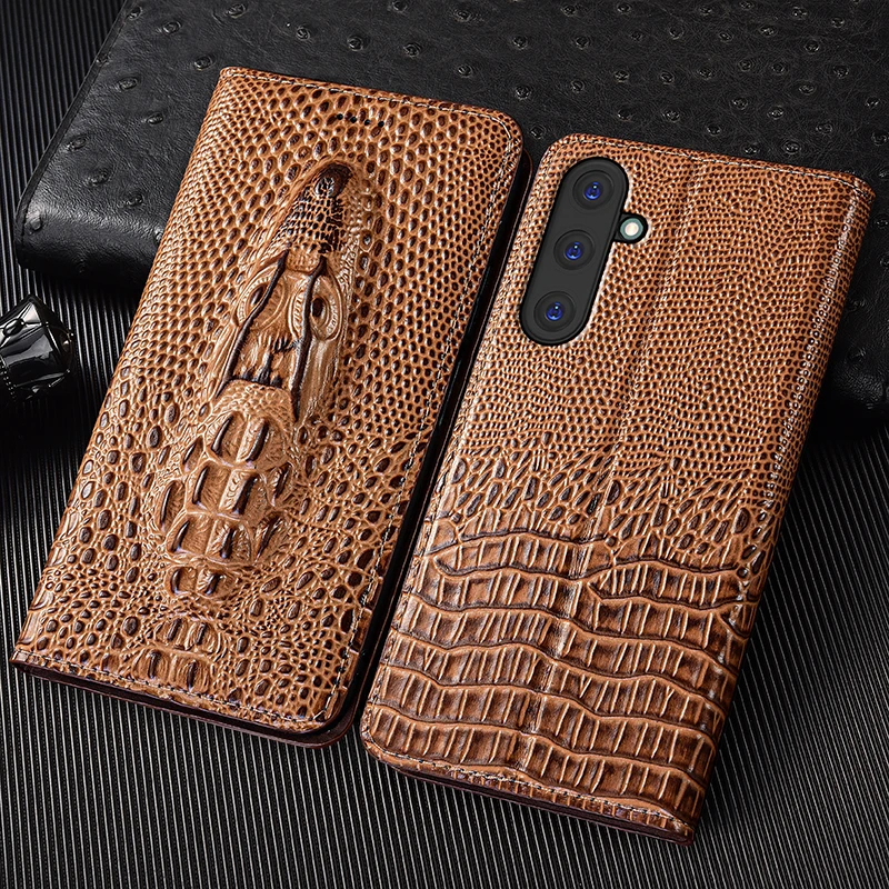 

Чехол-книжка из натуральной кожи с крокодиловой головой для Samsung Galaxy A11 A21 A31 A41 A51 A71 A12 A22 A32 A42 A52 A72, чехлы для телефонов
