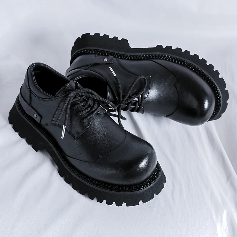 

Men's Luxury Derby Leather Shoes Designer's casual trendy style Work or office Outdoor Trendy Classic Thick Bottom Young
