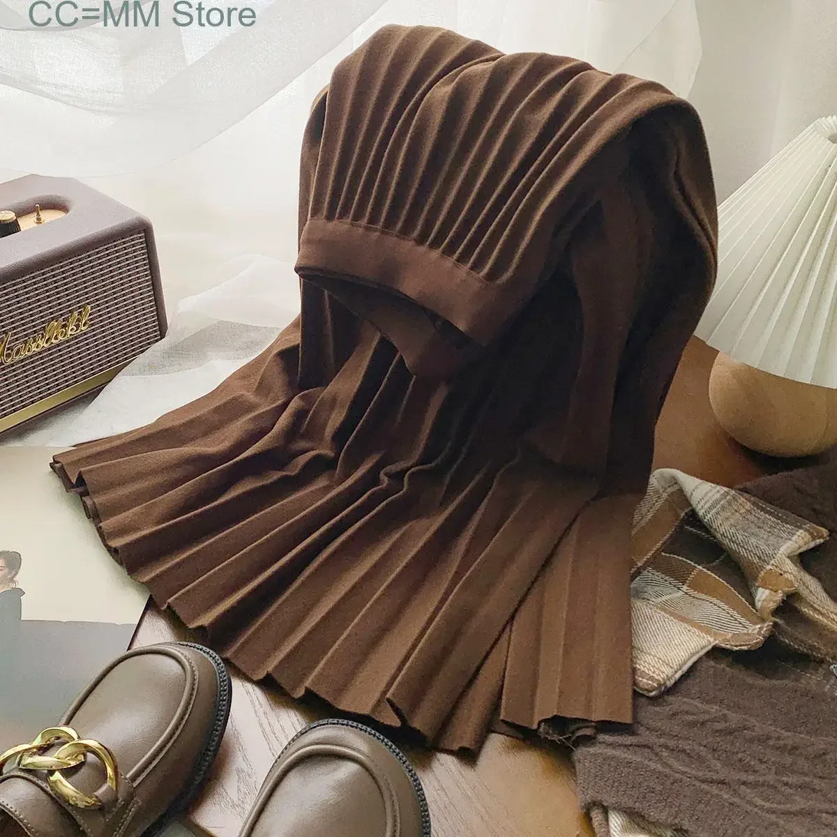 

New Pleated Skirts for Women Fall Winter Korean Fashion Elegant Skirts High Waist Oversized Office Ladies Skirts