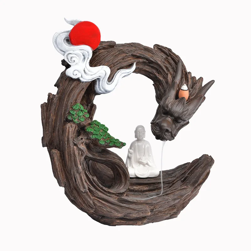 Zen Dragon Waterfall Backflow Incense Home Decor Holder Portable Resin Censer Handicraft Gift