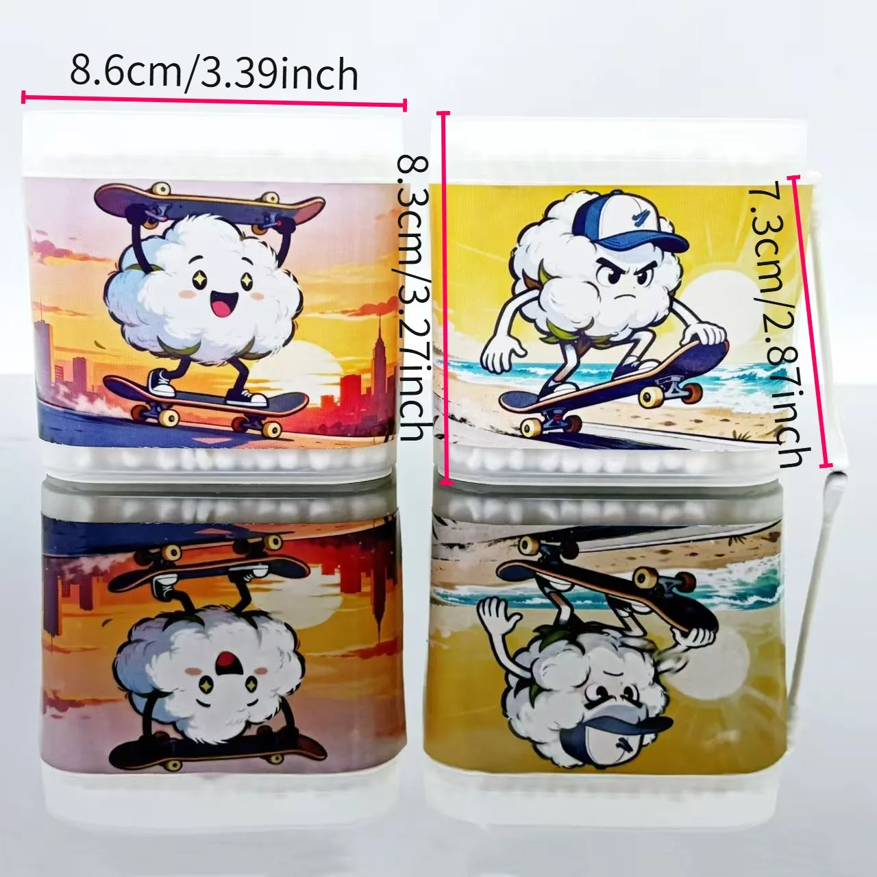 400Pcs/600Pcs Sports-Themed Double-Ended Cotton Swabs Skateboard-Shaped Cotton Swab Sticks White Screw Spoon Cotton Swab Sticks