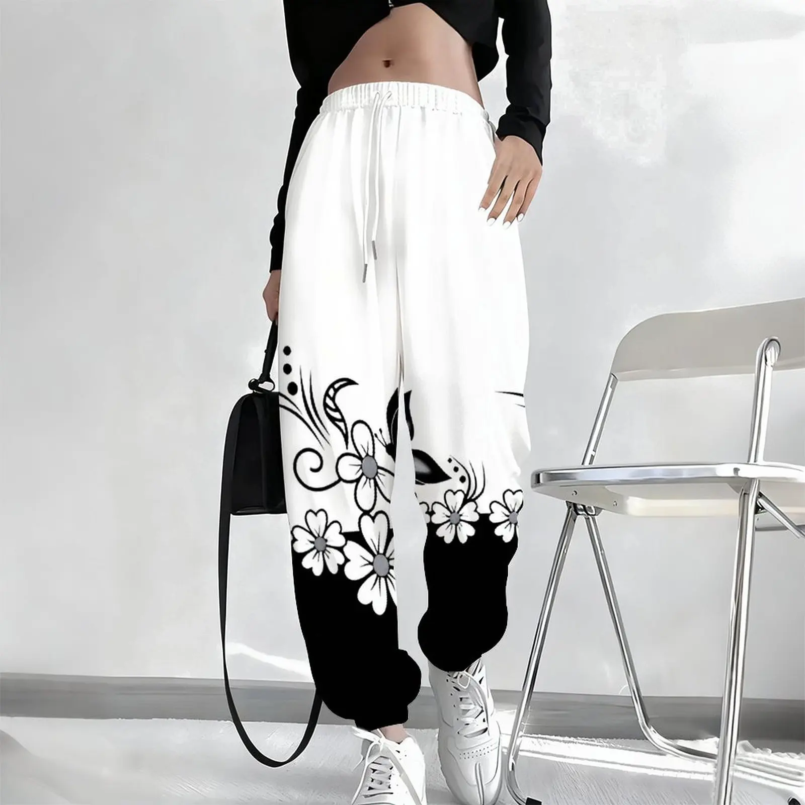 Printed Sportswear Pants Fashion Drawstring Jogging Pants Winter Women's Daily Casual Yoga Pants Autumn Pocket Trousers