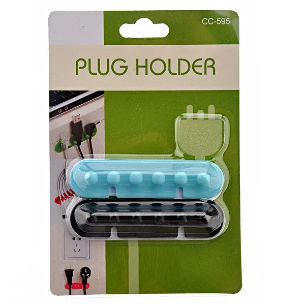 

2Pcs Hard Plastic Cable Wire Adhesive Plug Holder Cords Separator Stain-Free Double-Sided Tape 5 Grooves Random Color