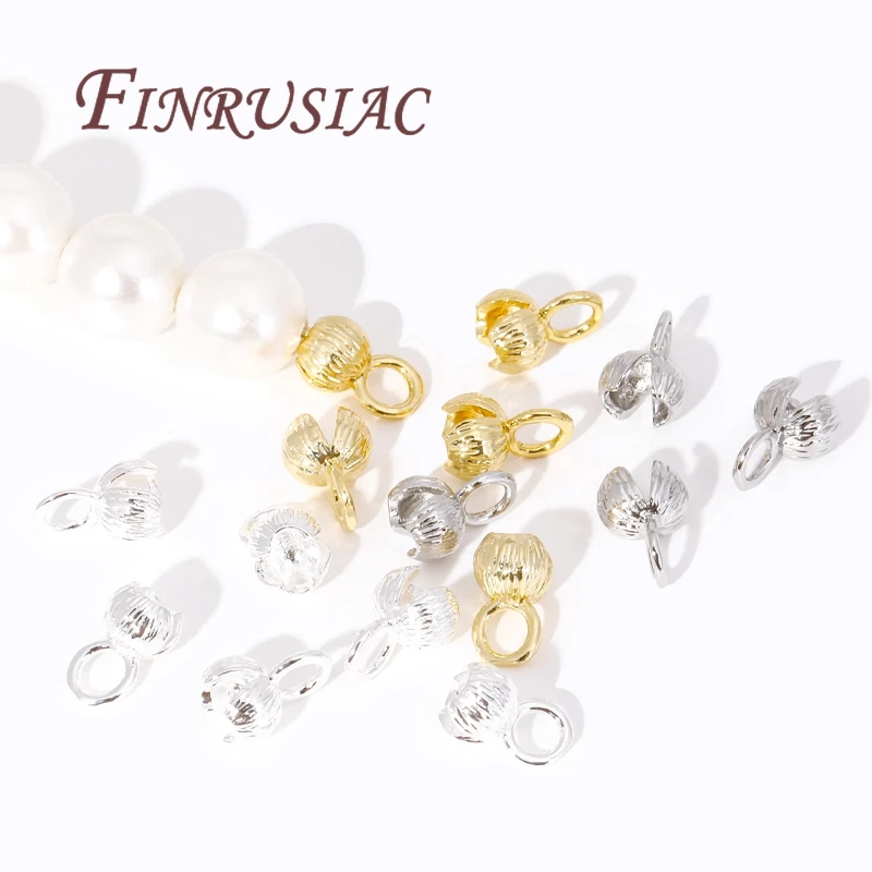 18K vergoldete Kordelenden Clam Shell Bead Tip Kugelkettenverbinder, DIY-Armband-/Halskettenbeschläge, Crimp-Endkappen für Schmuck – Detail 7