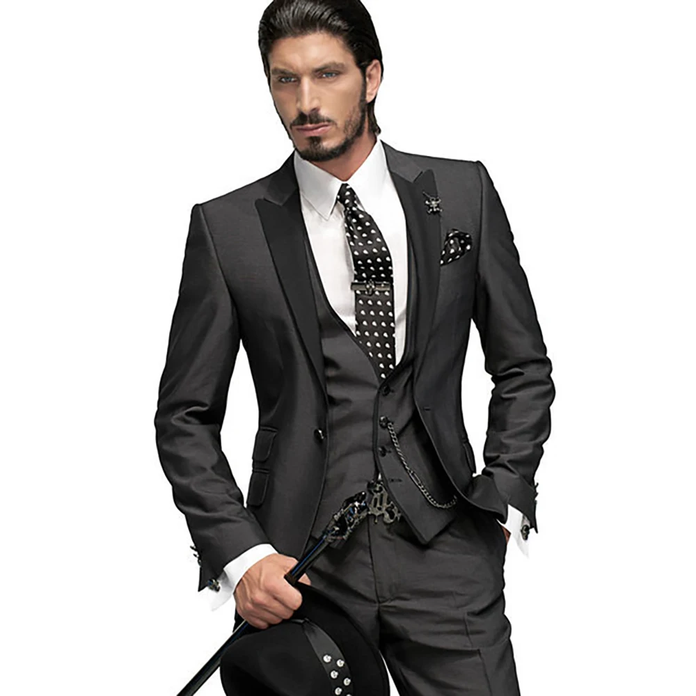 

Costume Homme Luxe Haute Qualite Gentlemen Wedding Suits Evening Dress Notch Lapel Groom Terno 3 Pieces (Jacket+Pants+Vest)