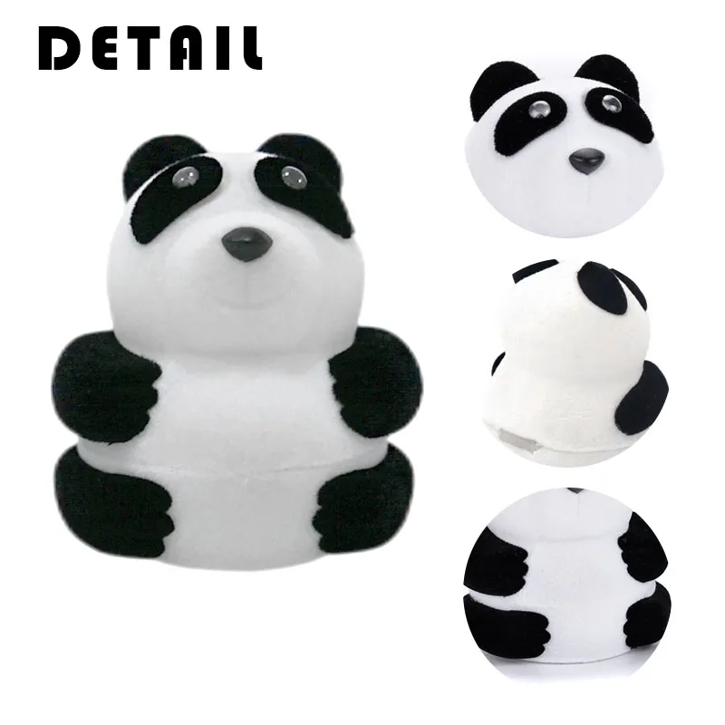 Cute Panda Velvet Jewelry Box Organizer Wedding Ring Box Gift Box Container Jewelry Storage Case Earring Necklace Display