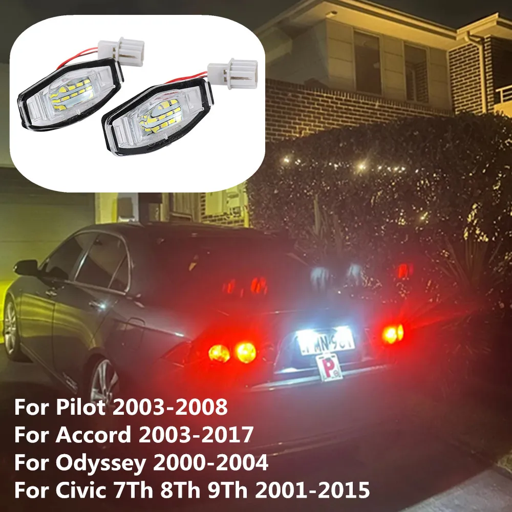 

2X НОВЫЕ белые светодиодные лампы освещения номерного знака автомобиля без ошибок, аксессуары для Honda Civic 7th 8th 9th Gen Pilot Odyssey Accord 7 8 9