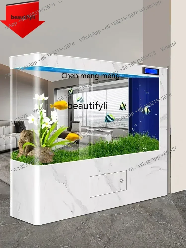 new Fish Tank Living Room Light Luxury Ecological Self-Circulation Change Water Partition Floor Intelligent AquariumSS 8617 ss 8