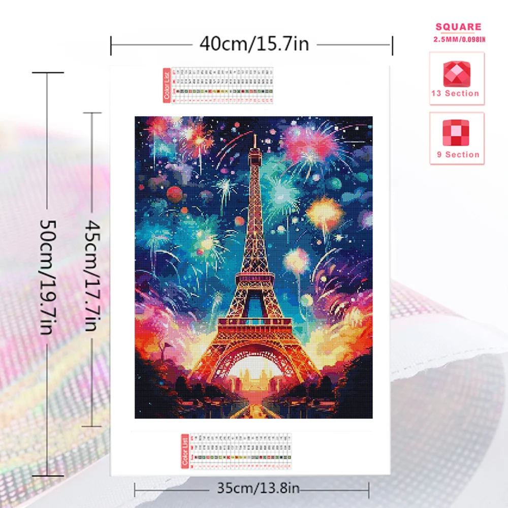 Evershine DIY Tower Diamond Painting Eiffel Mosaic Landscape Full Square Round Lake Embroidery Fireworks Home Decor