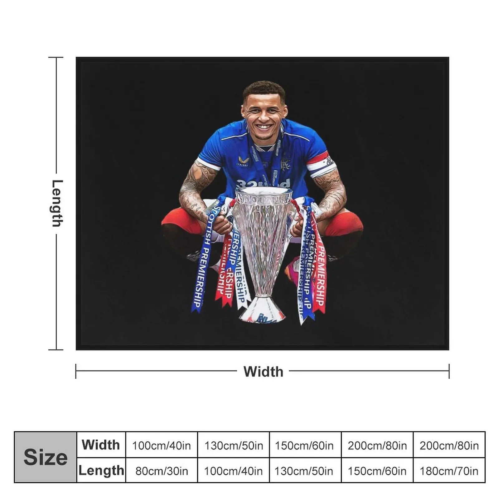 James Tavernier Celebration with Trophy Throw Blanket Flannels Soft Plush Plaid Plaid Blankets