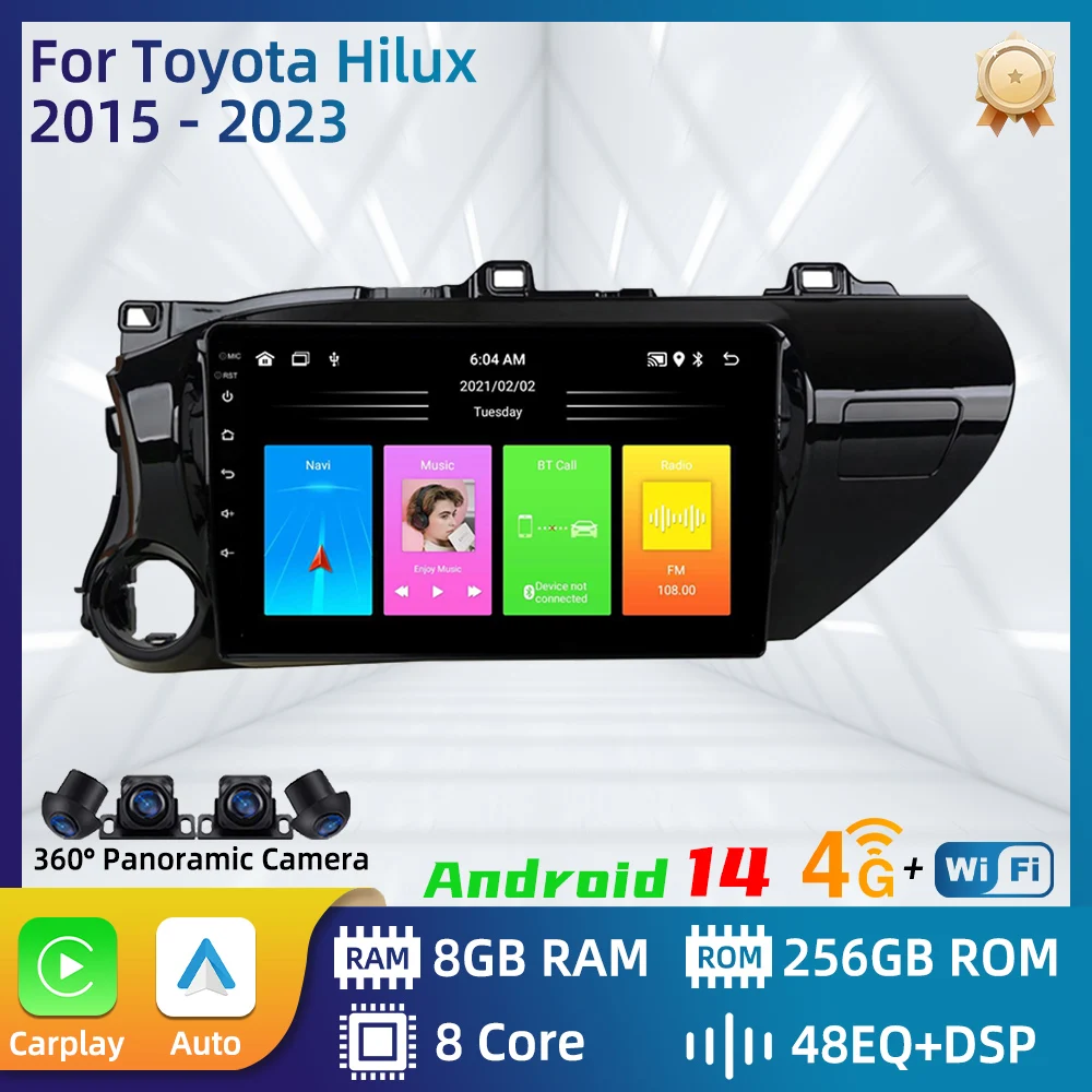 

Автомагнитола для Toyota Hilux 2015-2023, Android мультимедийный плеер, CarPlay, GPS-навигация, стереосистема 2 Din, 4G