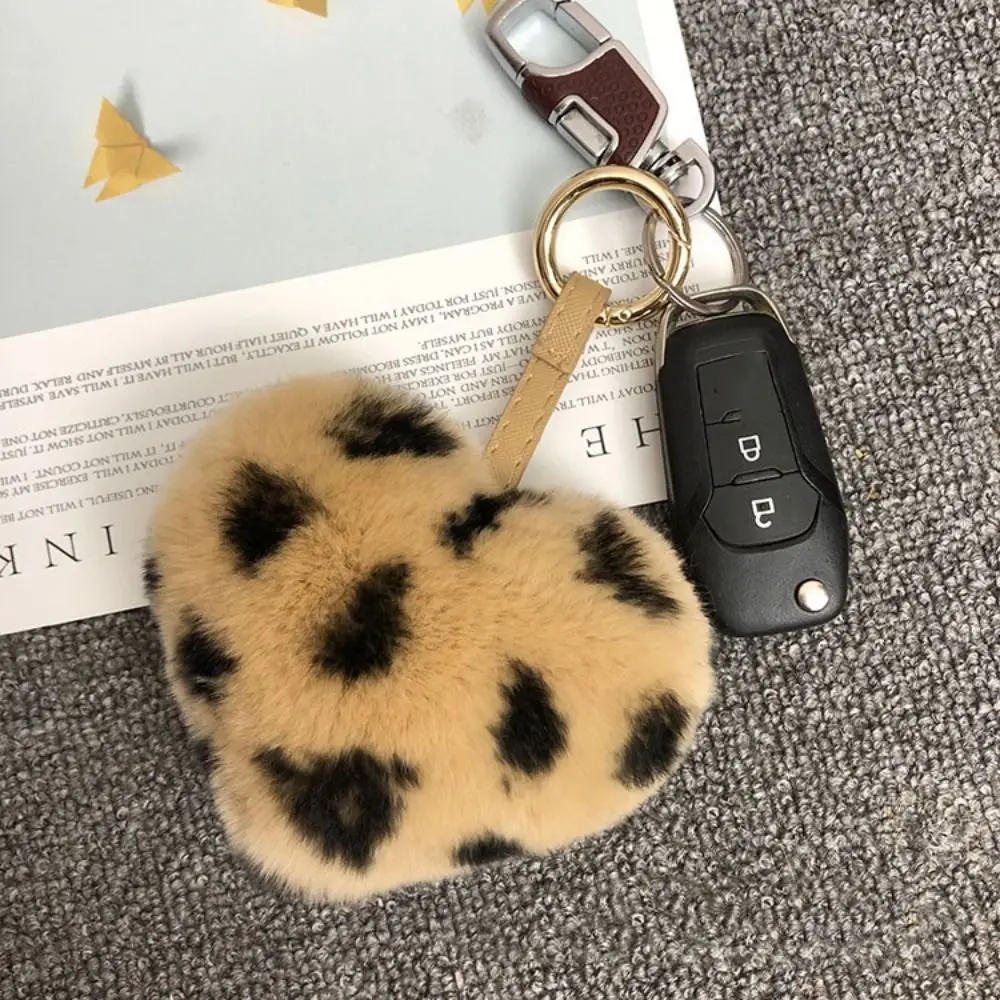 

Creative Dot Heart Plush Keychain Belt Bag Hanging Plush Dolls Pendant Cute Toys Rabbit Fur Keychain Girl/Boy
