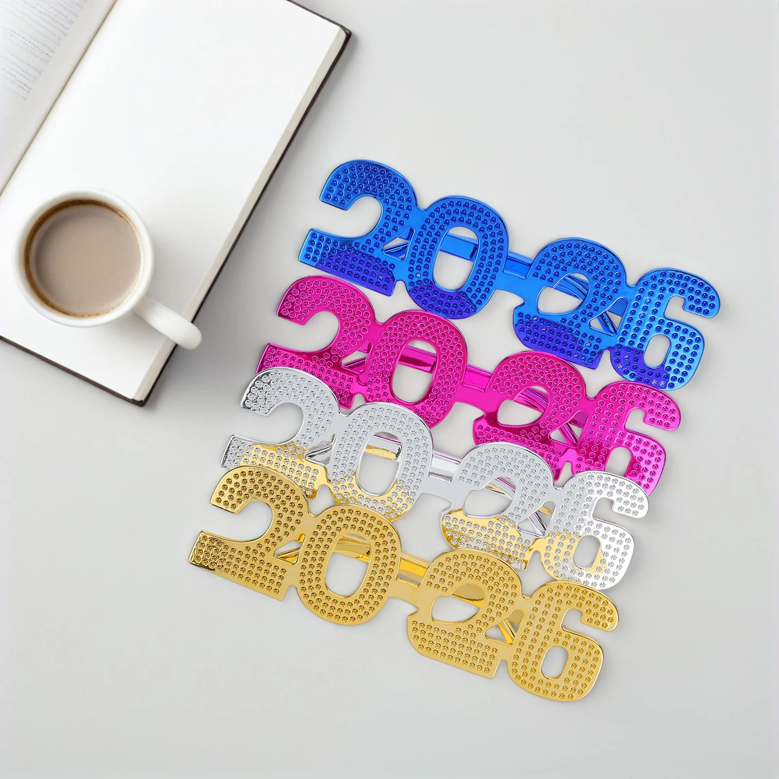 

4 Pcs Party Supplies 2026 Eyeglasses New Year Photo Props Graduation Sunglasses 2025 Frame