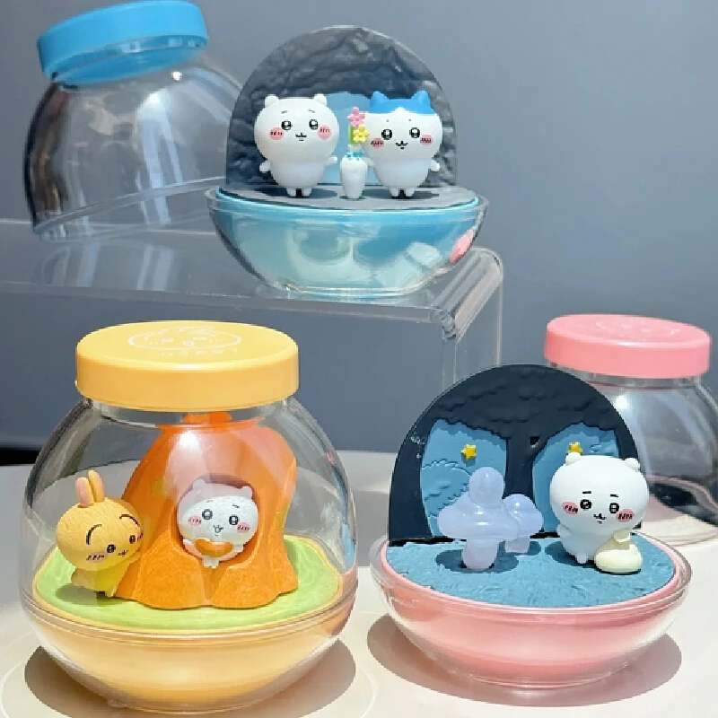 100% genuíno chiikawa enlatado cena ornamento série caixa cega gacha usagi mystrey caixa kawaii companheiro noite lâmpada presente personalizado