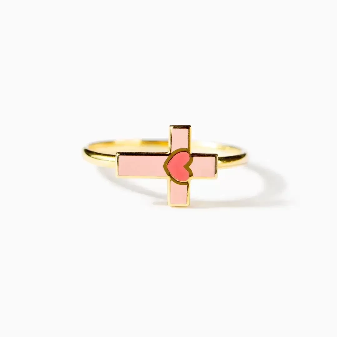 

Withered S925 Sterling Silver Ring Women's Fresh Cross Shaped Enamel Drip Ring