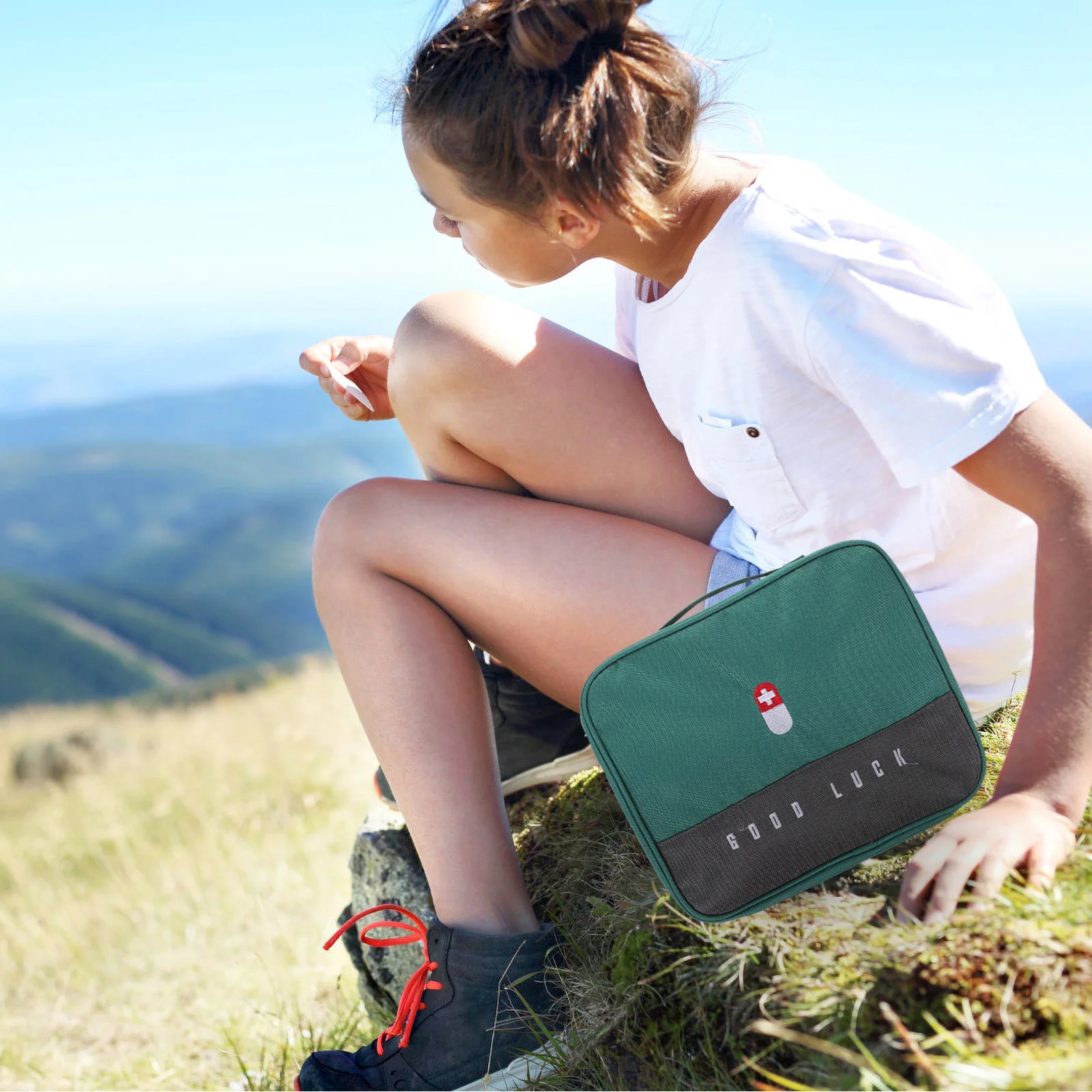 حقيبة طبية محمولة متعددة الشبكات من قماش أكسفورد، سعة كبيرة، منظم تخزين الأدوية المقاوم للماء للمنزل والمكتب والسفر أولاً #3