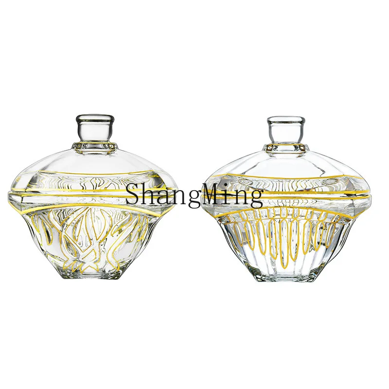 

PYH light luxury high-end home creative ornament crystal glass fruit bucket fruit plate living room household dried fruit plate