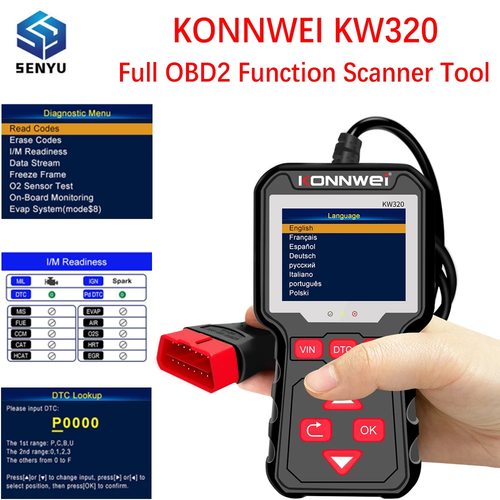 KONNWEI KW320 Car OBD2 Scanner Professional Car Diagnostic Scanner Tools OBD 2 Check Engine Automotive Code Reader