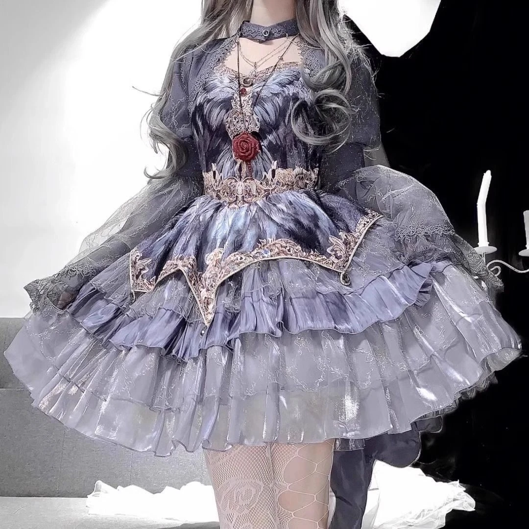 

2025 elegant dreamy trendy swan dancing lolita dress sweet temperament princess dress european style fairy lolita tiered skirt